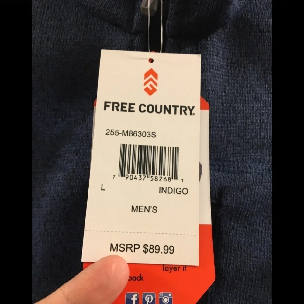 Free Country Men's Heather Indigo Blue 07.